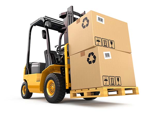 Forklift with boxes